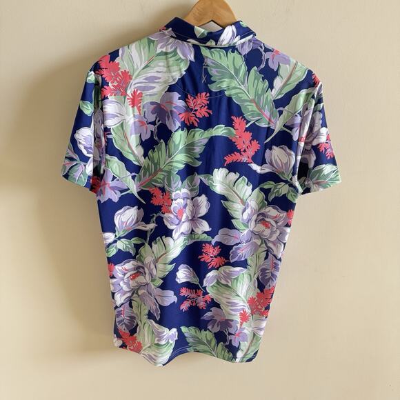 RLX Ralph Lauren Classic Fit Performance Polo Shirt Mens M Hawaiian Floral Golf - Picture 3 of 11